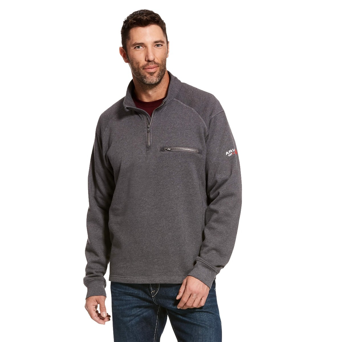 Ariat FR Rev 1/4 Zip Top in Charcoal Heather